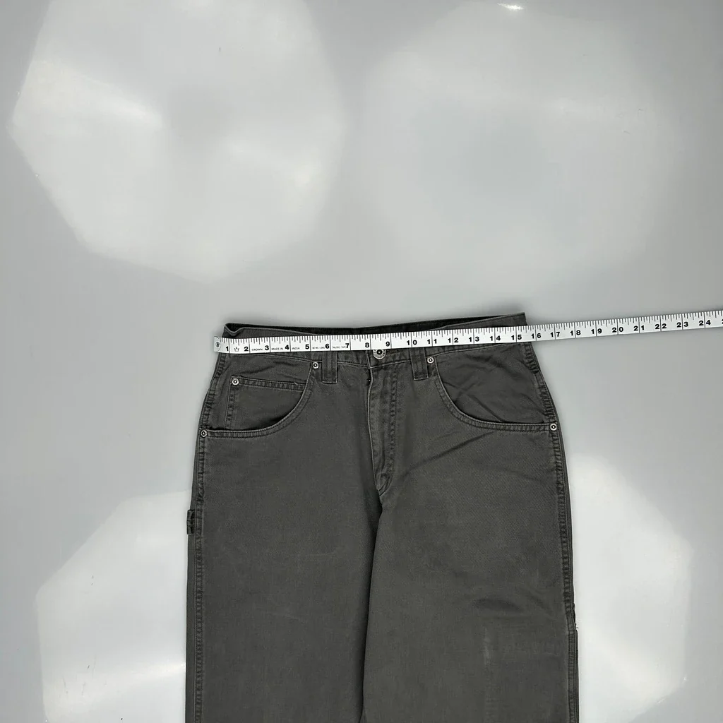 Utility Pockets Wrangler Carpenter Trousers - 30W 32L Grey Cotton - Image 3