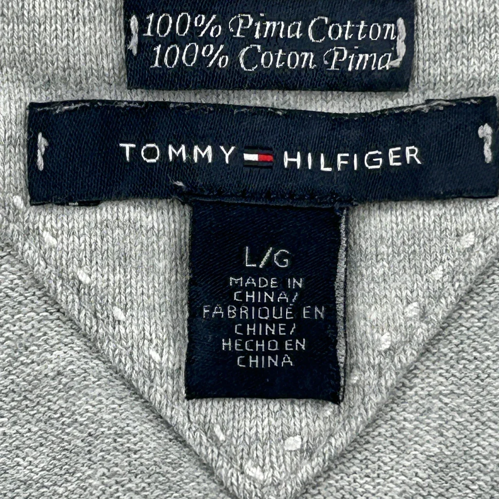 V-Neck Tommy Hilfiger Argyle Sweater - Large Gray Cotton - Image 3