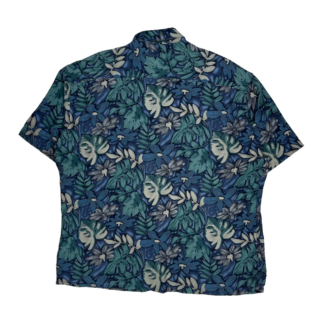 Van Heusen Floral Hawaiian Shirt - XL Blue Viscose - Image 2