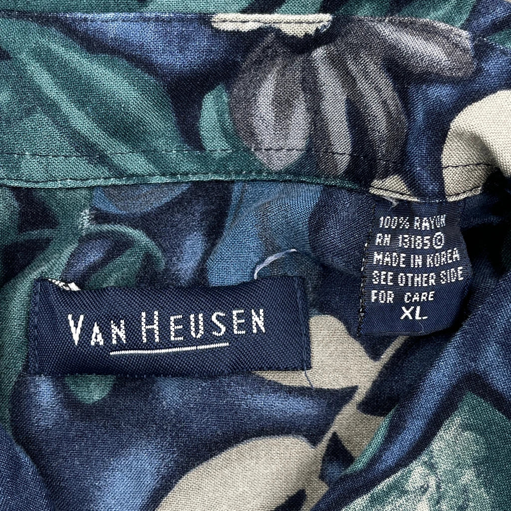 Van Heusen Floral Hawaiian Shirt - XL Blue Viscose - Image 3