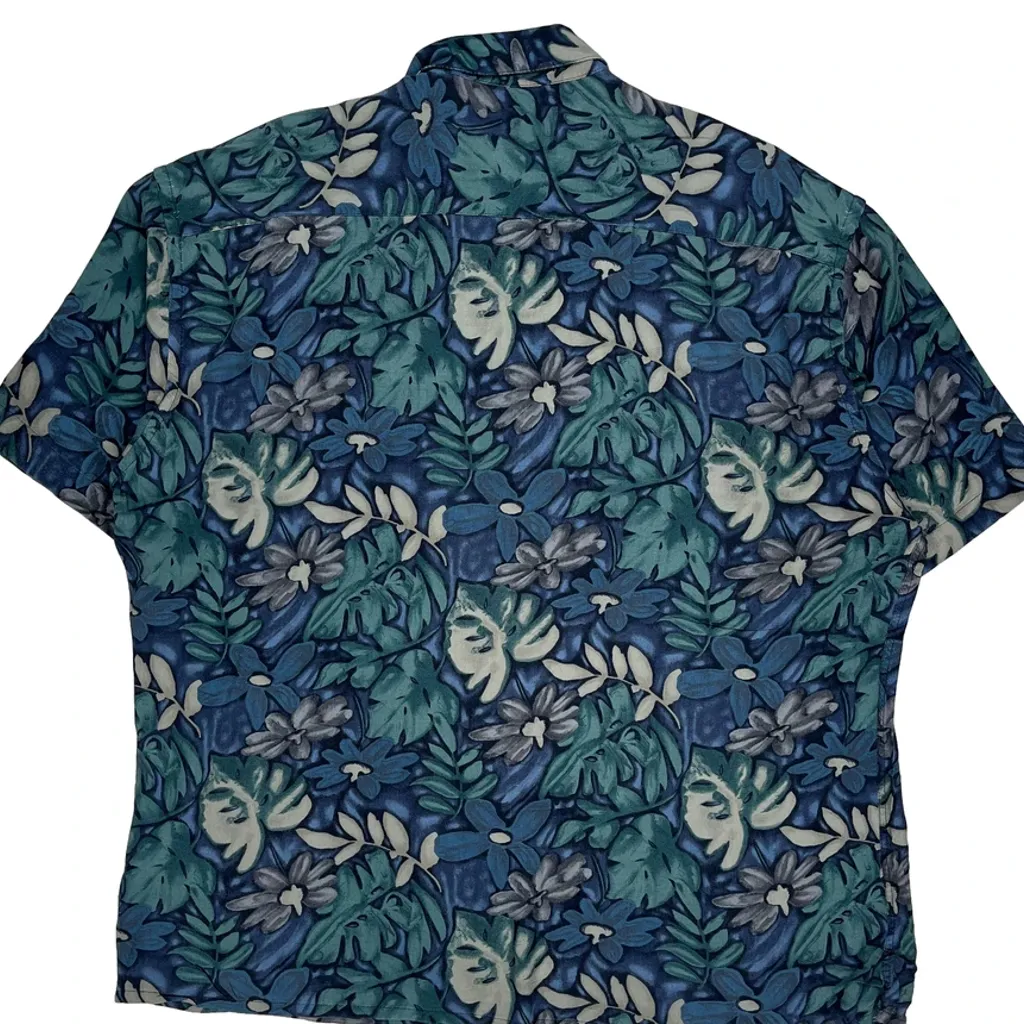 Van Heusen Floral Hawaiian Shirt - XL Blue Viscose - Image 6