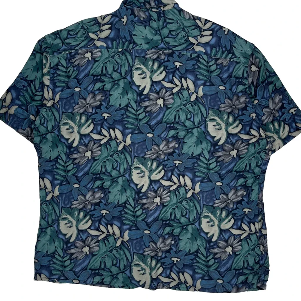 Van Heusen Floral Hawaiian Shirt - XL Blue Viscose - Image 7