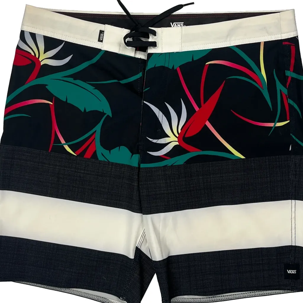 Vans Floral Sport Shorts - 34W 10L Black Polyester - Image 5