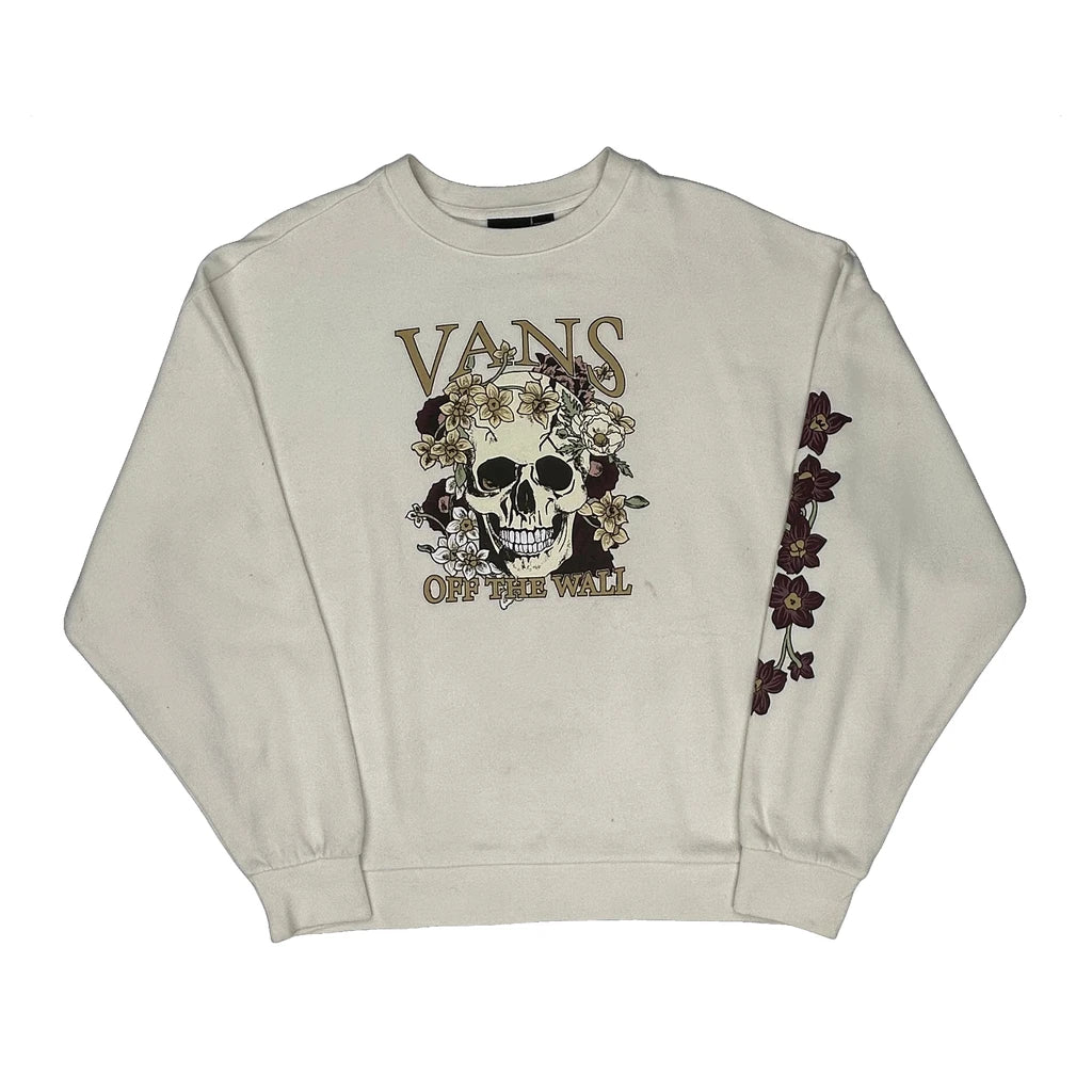 Vans Graphic Sweatshirt - Medium White Cotton