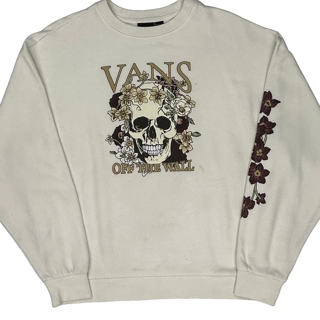 Vans Graphic Sweatshirt - Medium White Cotton - Image 4