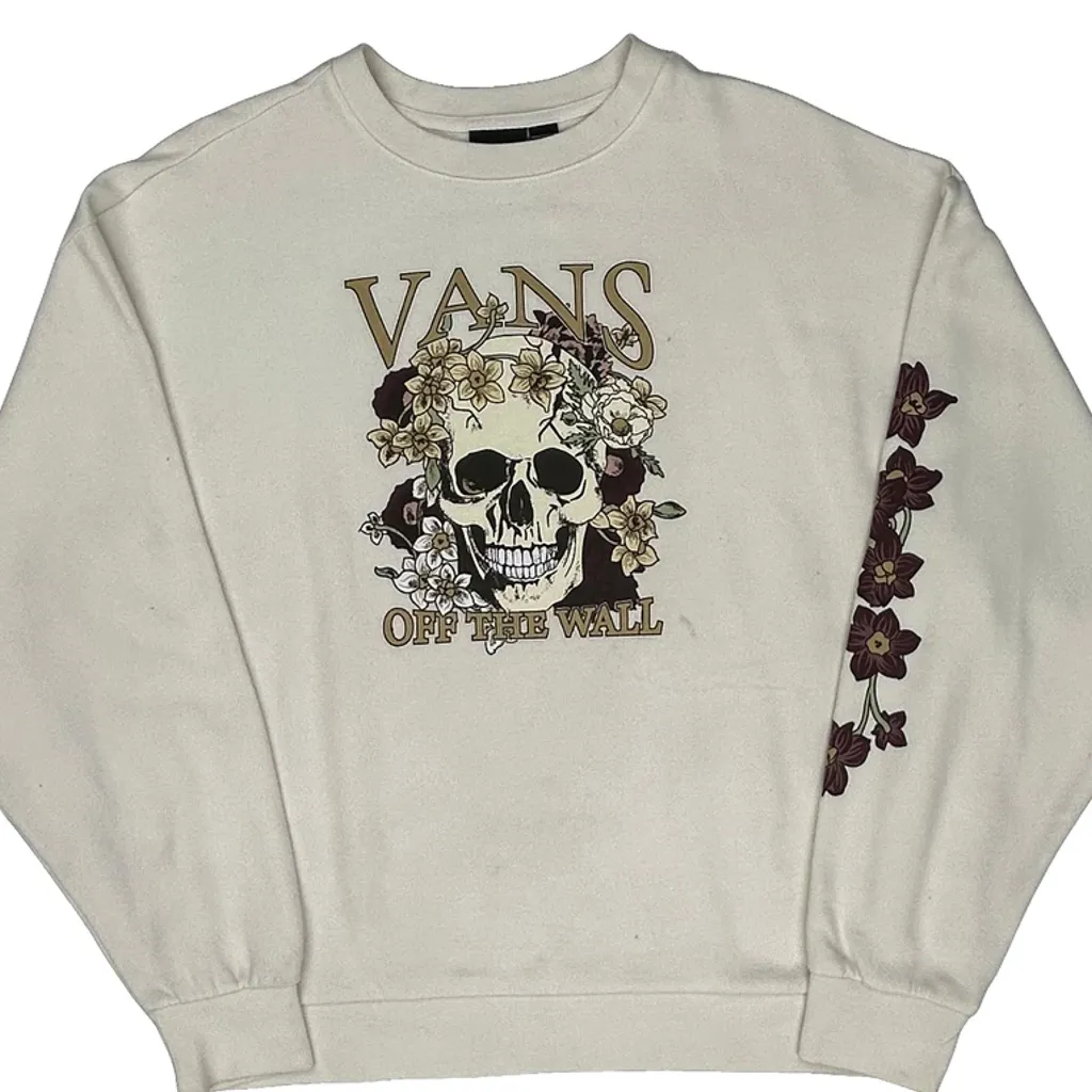 Vans Graphic Sweatshirt - Medium White Cotton - Image 5