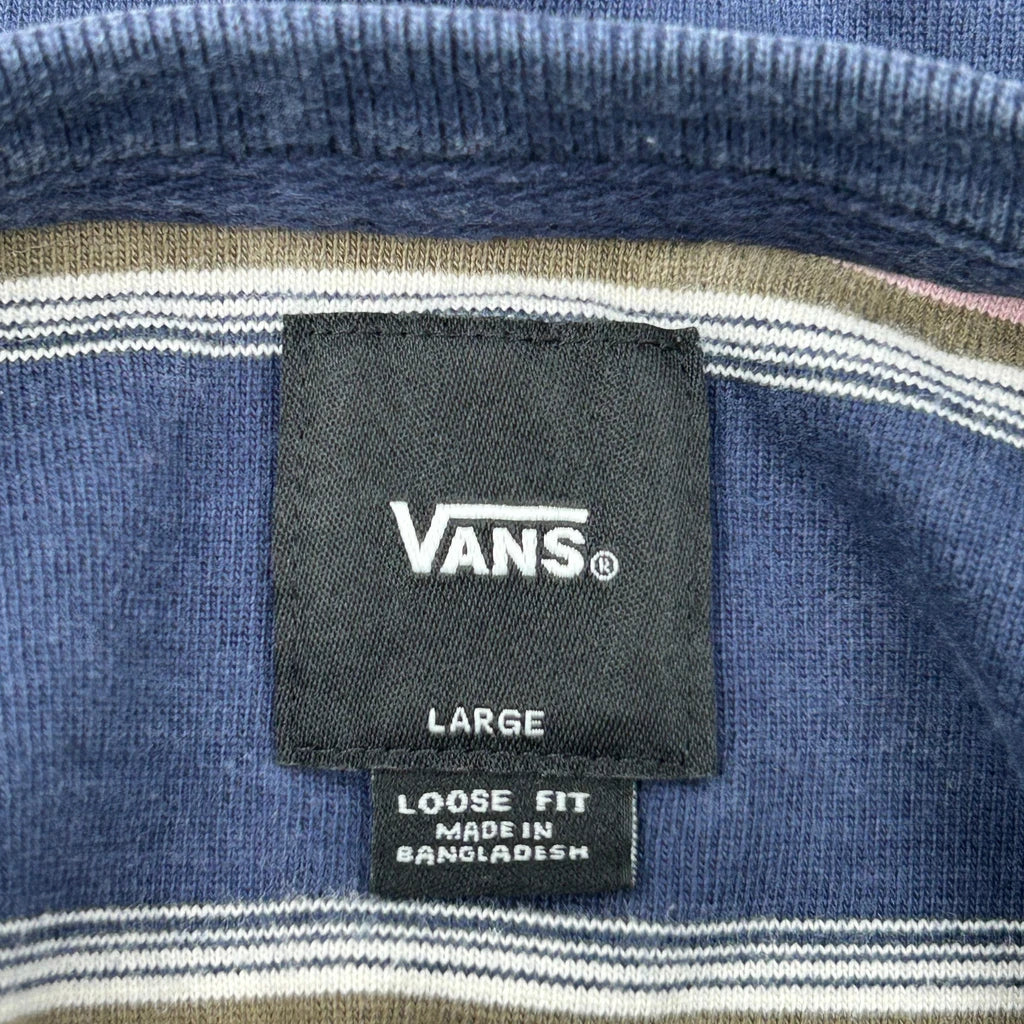 Vans Striped T-Shirt - Large Blue Cotton - Image 3