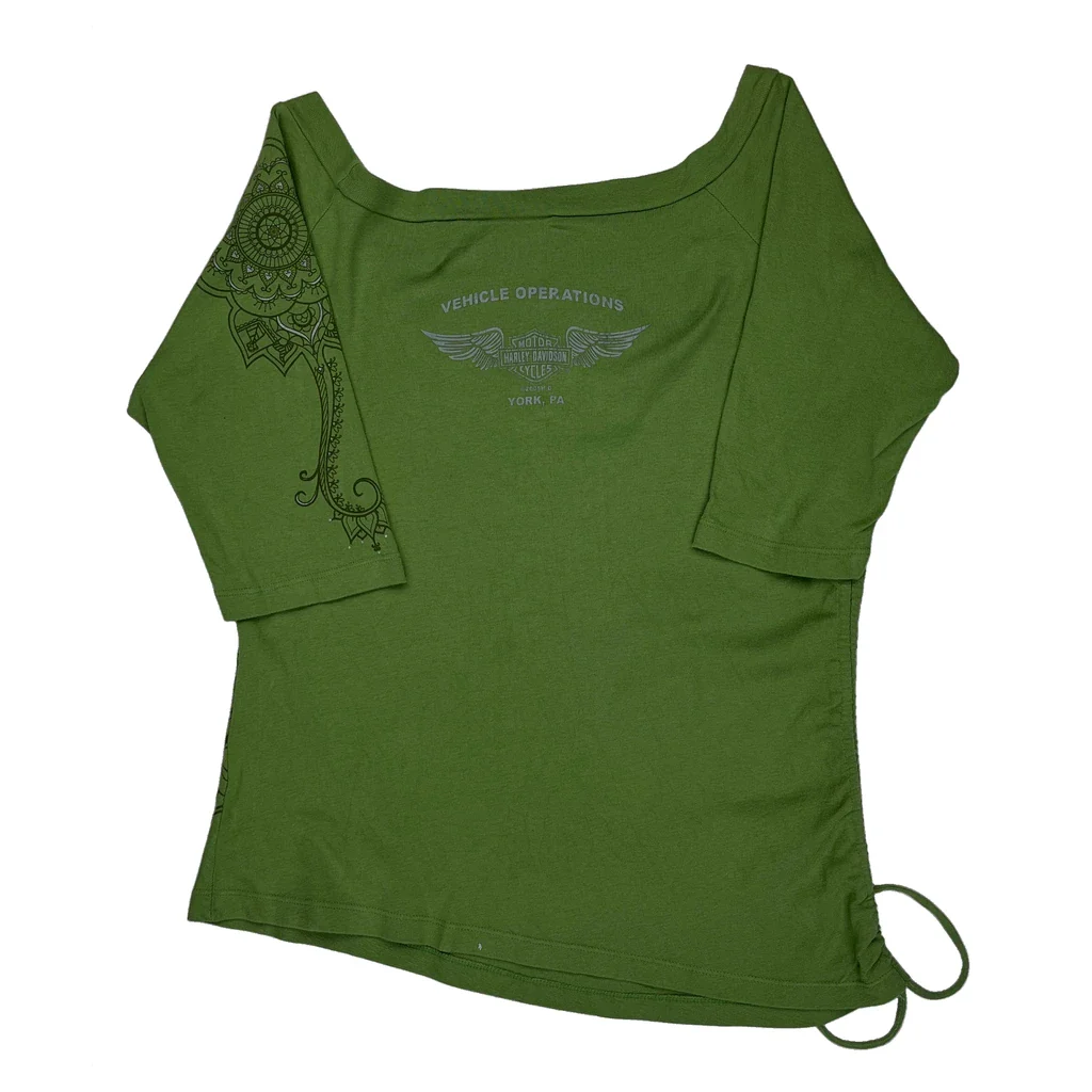 Vehicle Operations Harley Davidson T-Shirt - XL Green Cotton - Image 2