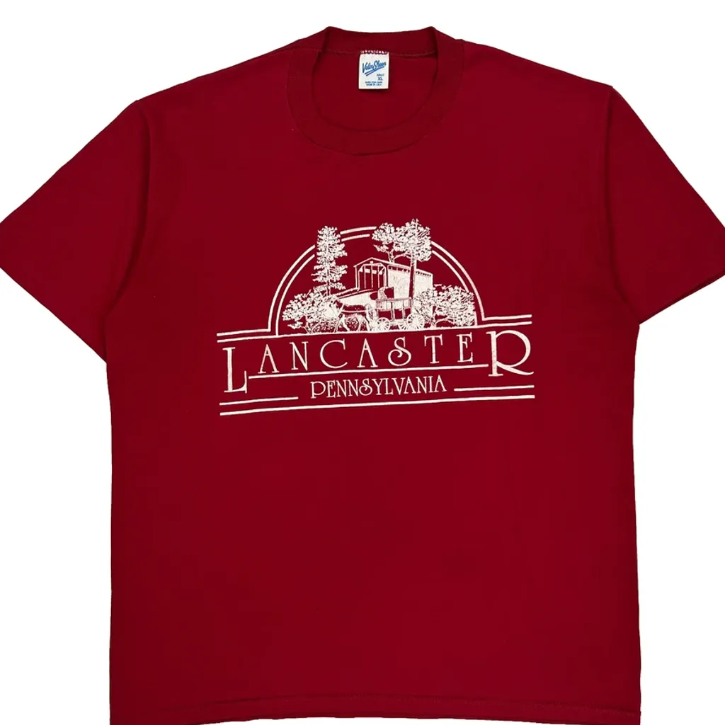 Velva Sheen Graphic T-Shirt - XL Red Cotton - Image 4