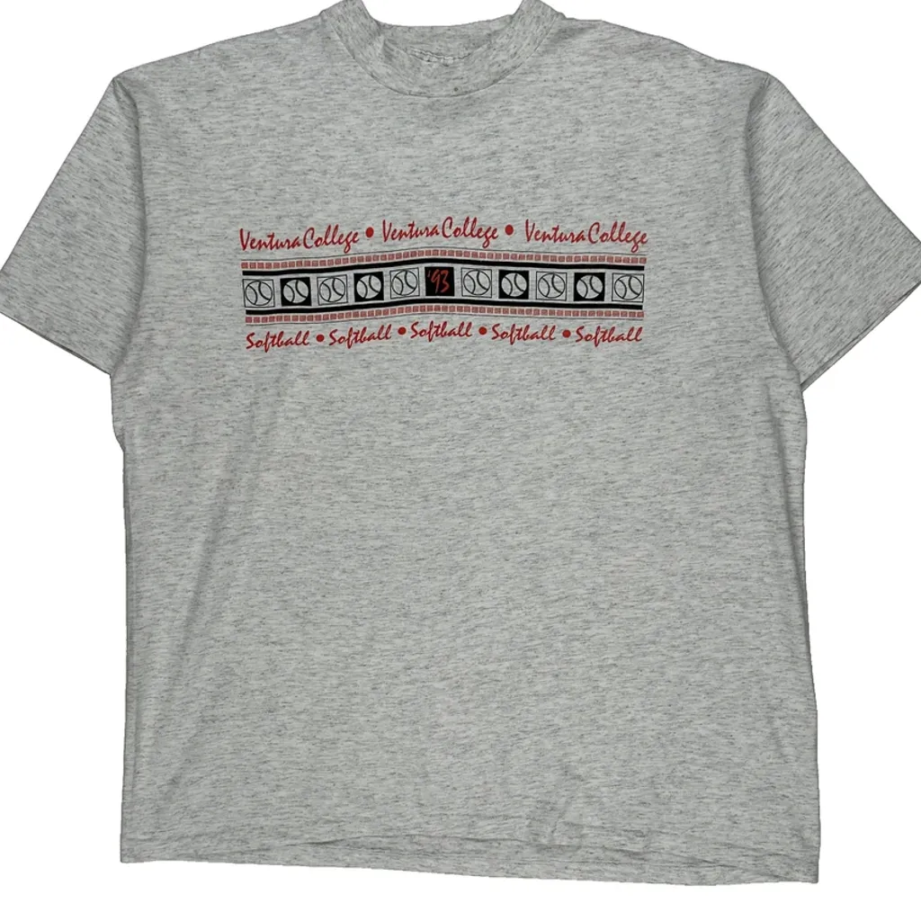 Ventura College Softball Oneita College T-Shirt - XL Grey Cotton - Image 5