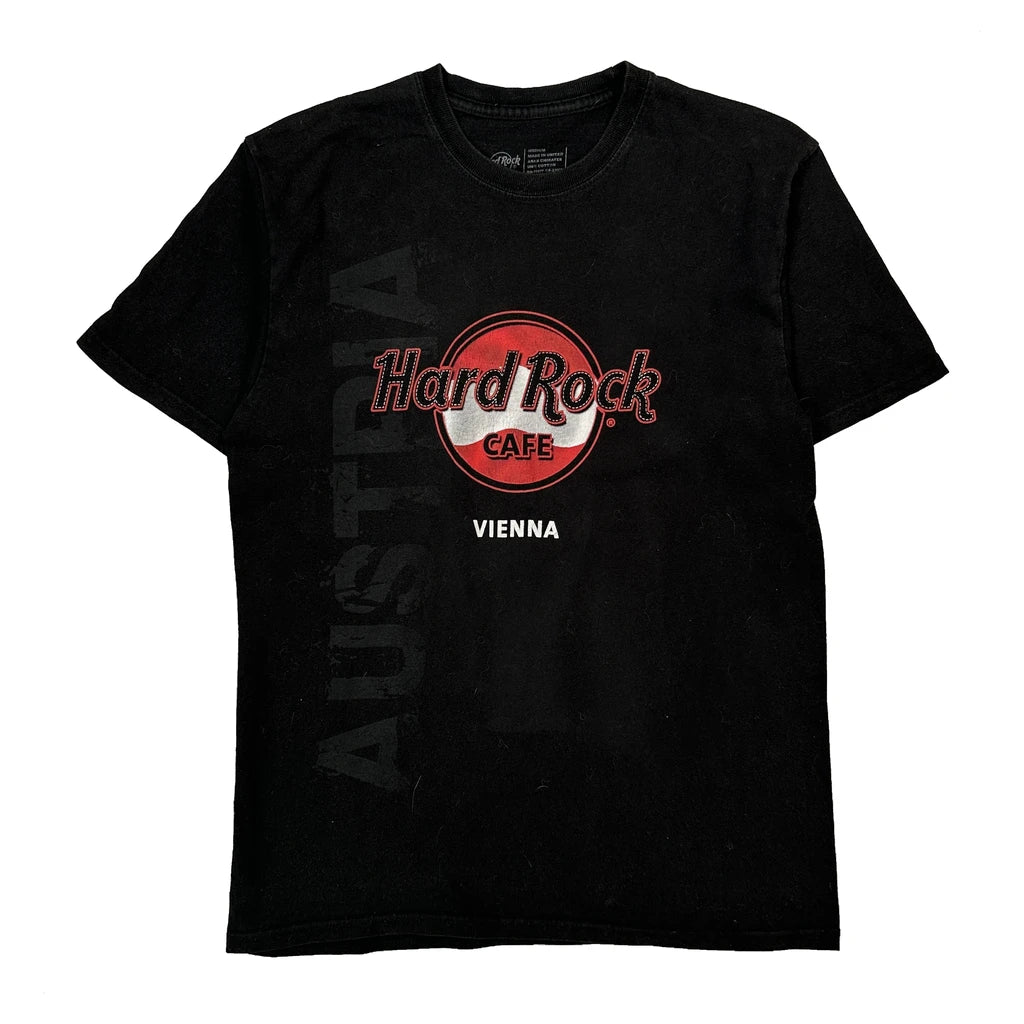 Vienna Hard Rock Cafe Graphic T-Shirt - Medium Black Cotton