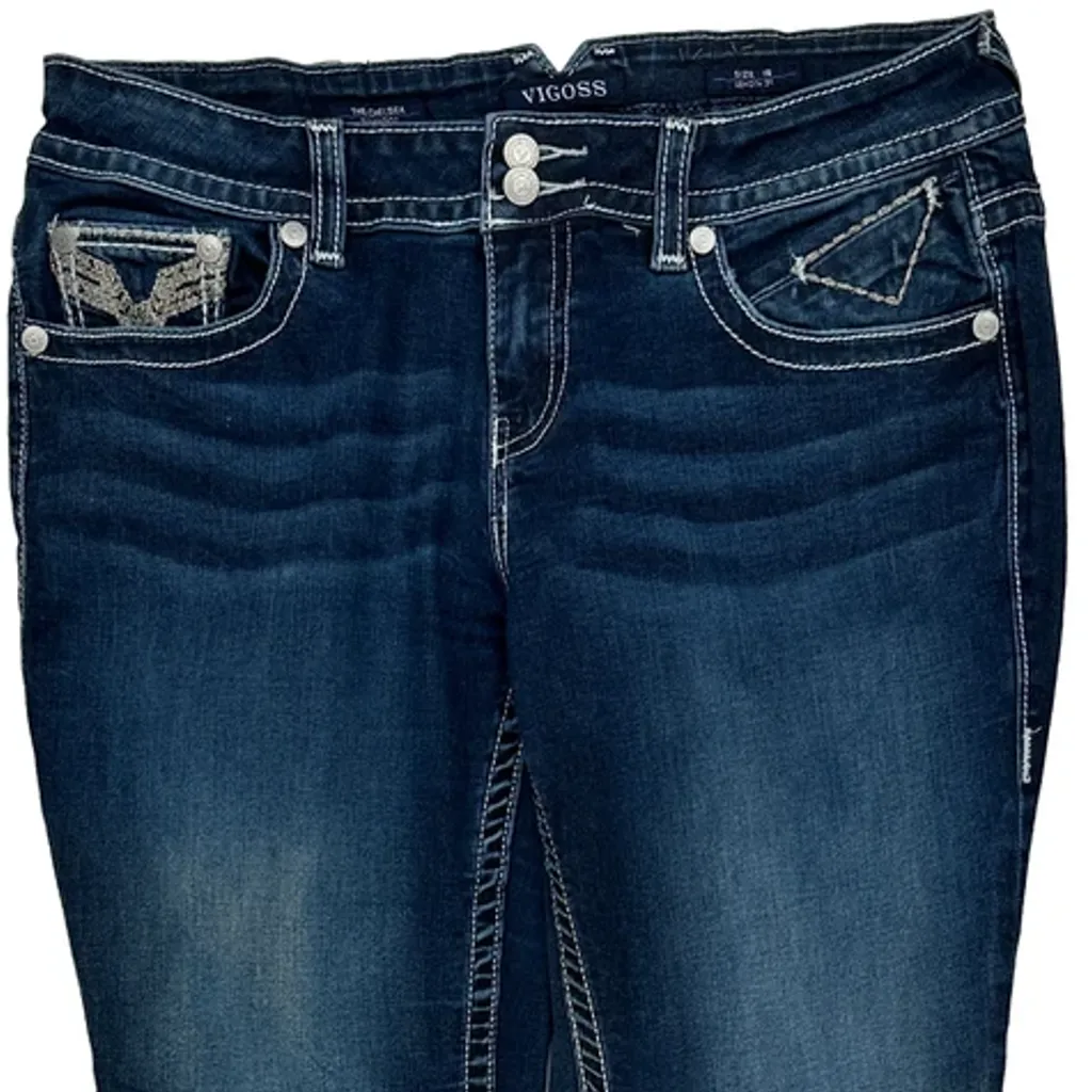 Vigoss Boot Cut Jeans - 35W UK 14 Blue Cotton - Image 10