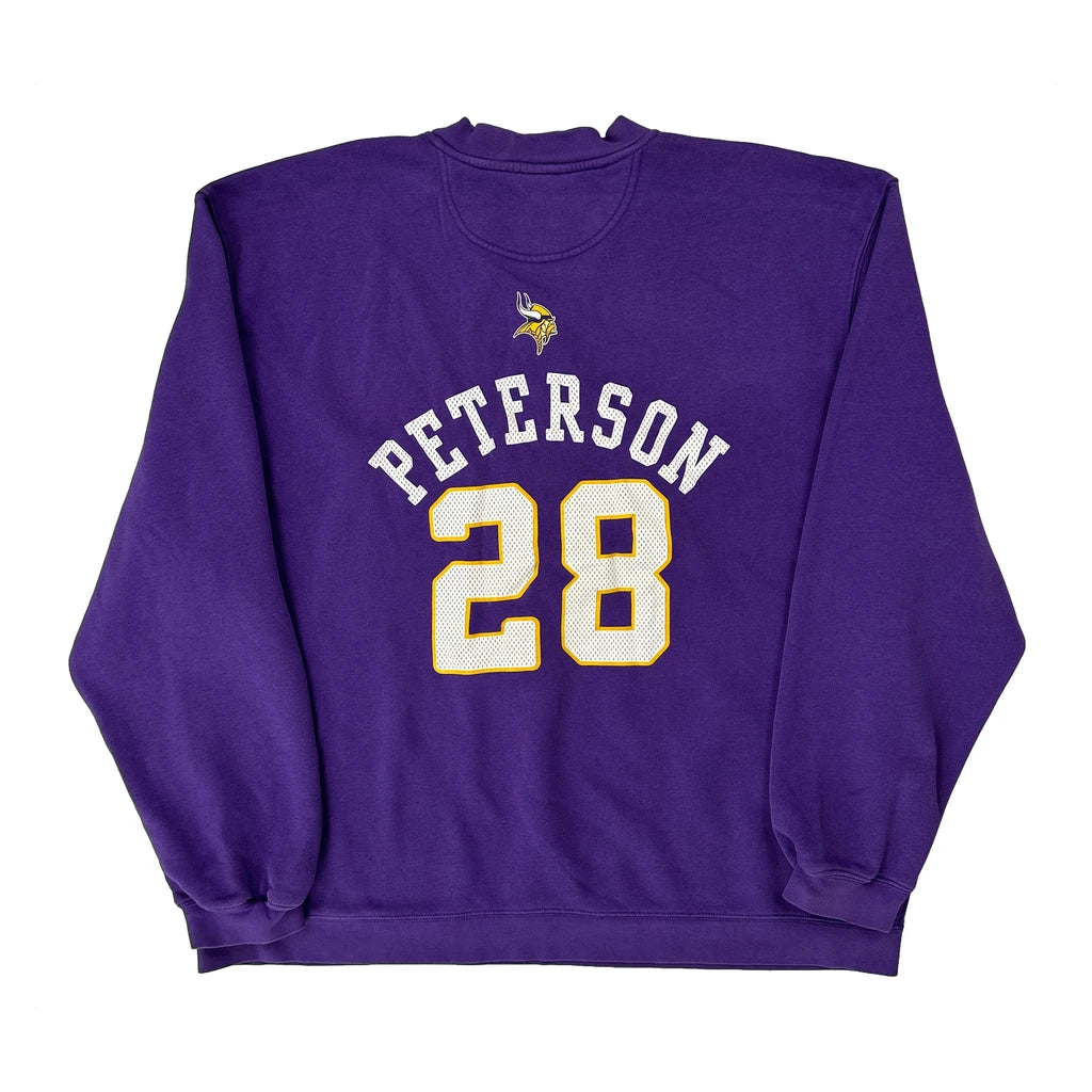 Vikings Reebok Nfl Sweatshirt - XL Purple Cotton - Image 2