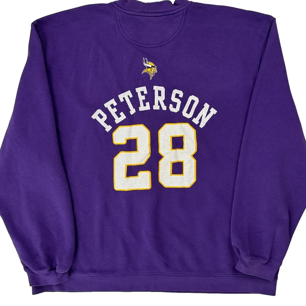 Vikings Reebok Nfl Sweatshirt - XL Purple Cotton - Image 6