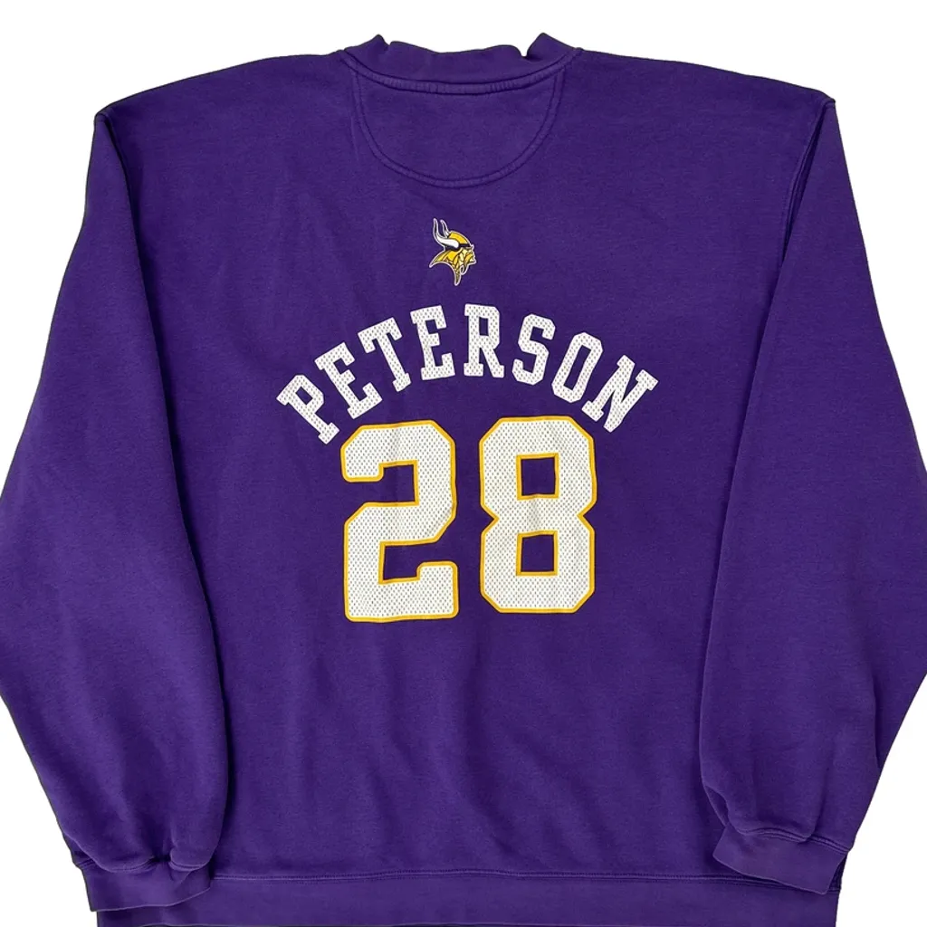 Vikings Reebok Nfl Sweatshirt - XL Purple Cotton - Image 7