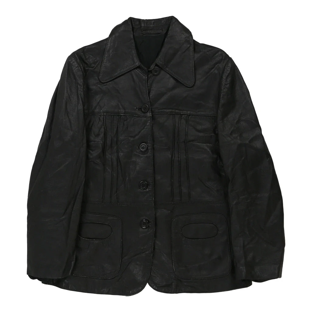 1970's Unbranded Leather Jacket - Medium Black Leather