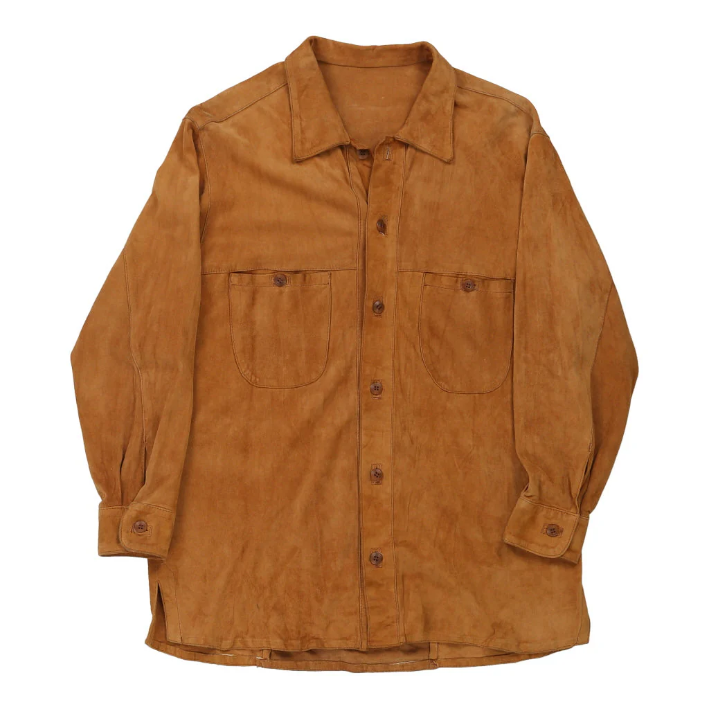 1970's Unbranded Overshirt - Large Brown Suede