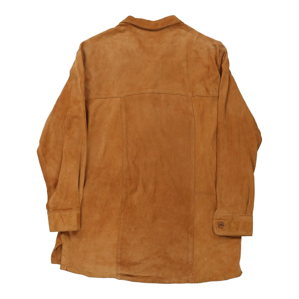 1970's Unbranded Overshirt - Large Brown Suede - Image 2