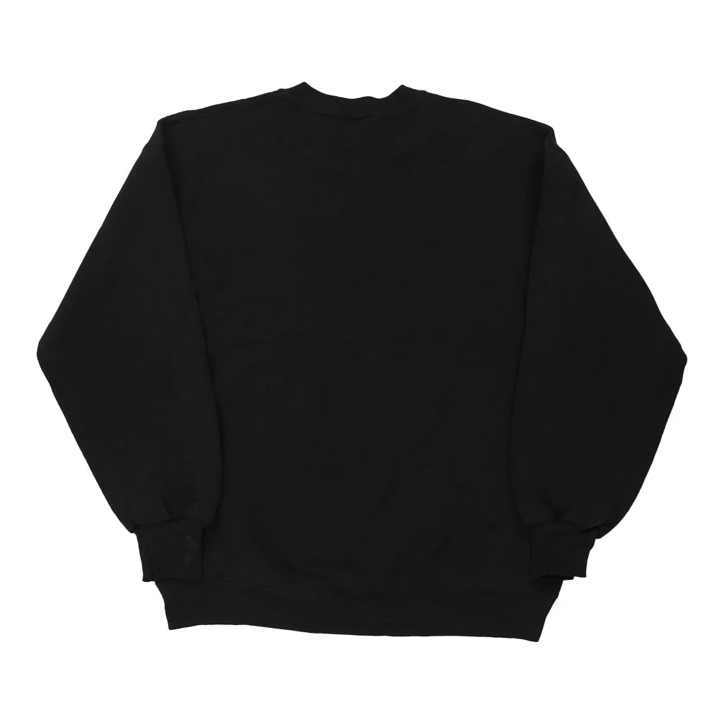 1980's Jerzees Embroidered Sweatshirt - Large Black Cotton Blend - Image 2