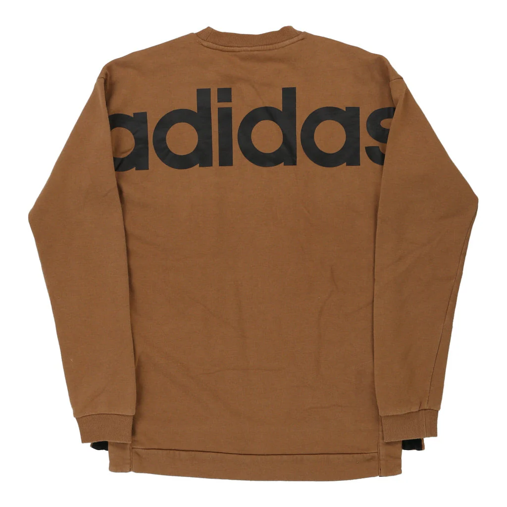 Adidas Spellout Sweatshirt - Small Brown Cotton Blend - Image 2