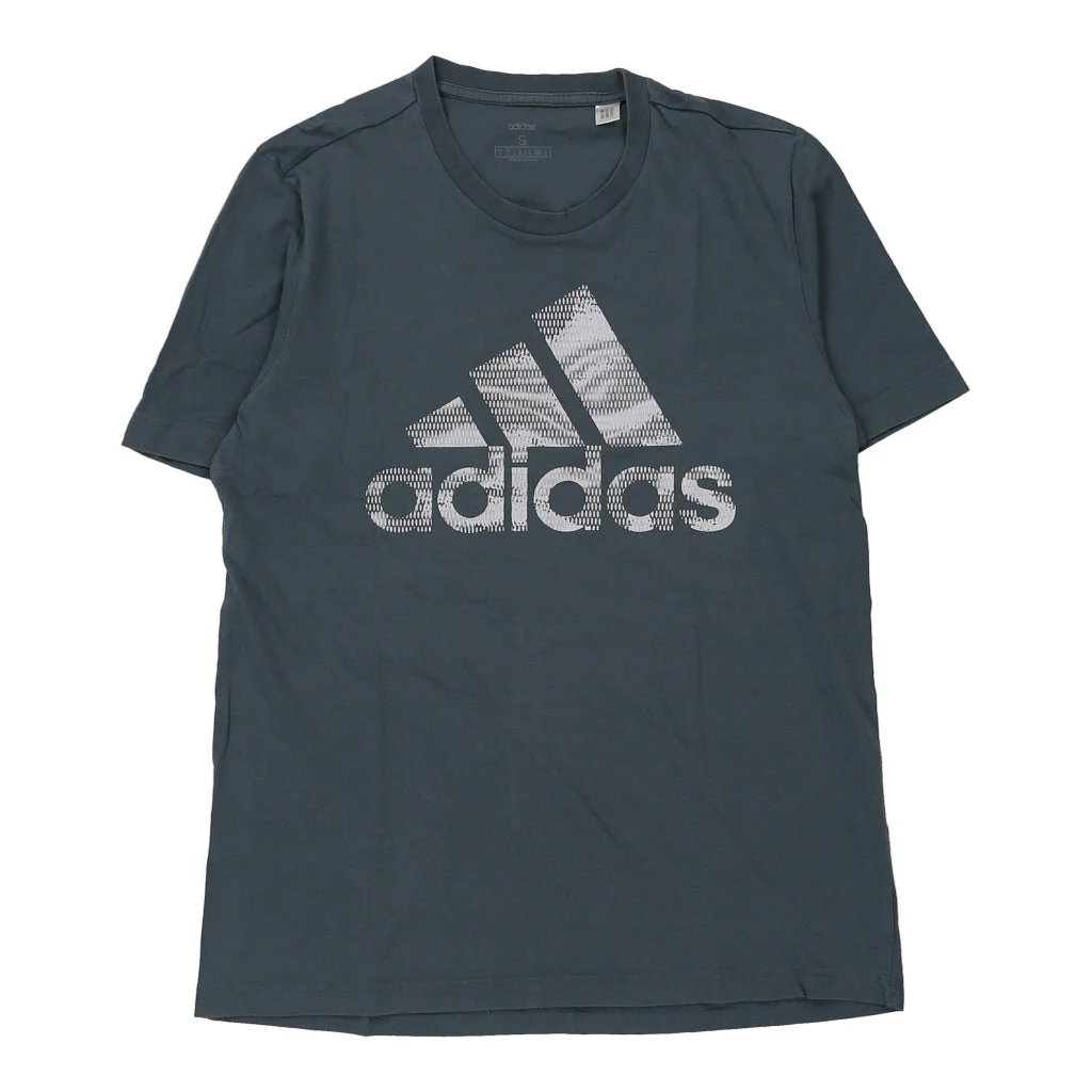 Adidas Spellout T-Shirt - Small Grey Cotton