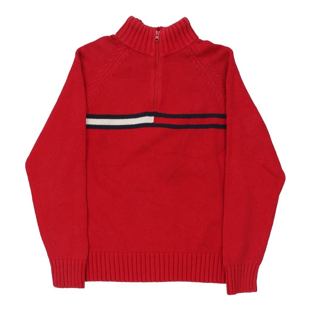Age 10 Tommy Hilfiger 1/4 Zip - Small Red Cotton