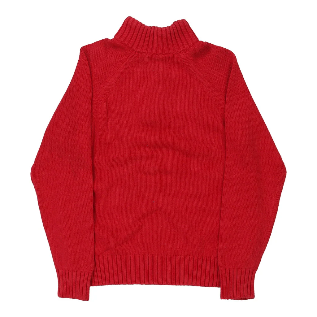 Age 10 Tommy Hilfiger 1/4 Zip - Small Red Cotton - Image 2
