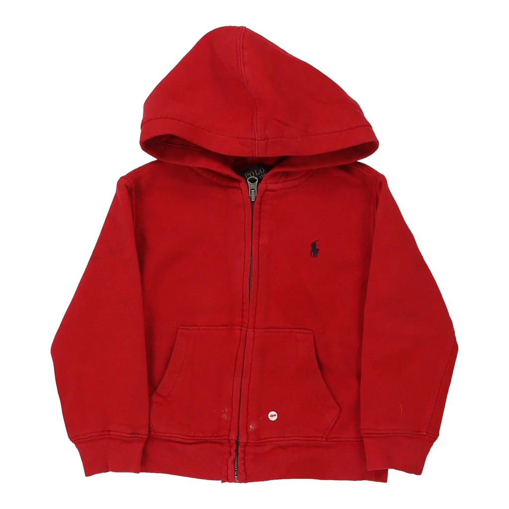 Age 3 Ralph Lauren Hoodie - 2XS Red Cotton Blend - Image 3