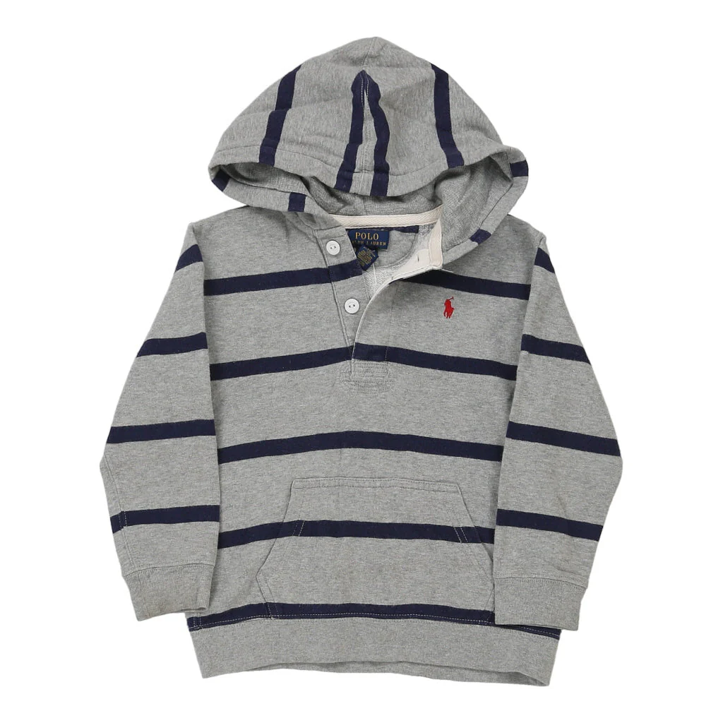 Age 5 Ralph Lauren Striped Hoodie - XS Grey Cotton Blend