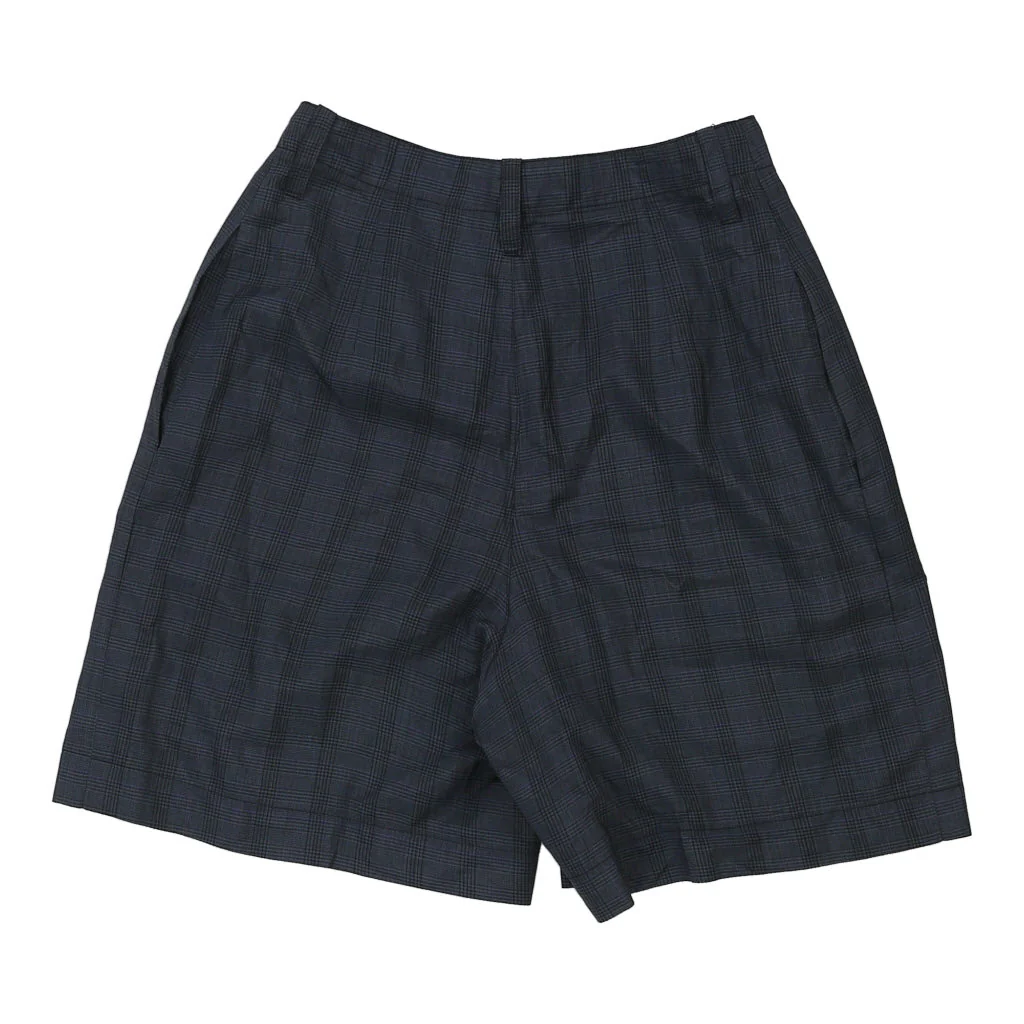 Angela Marmiroli Checked Shorts - 26W UK 8 Navy Cotton