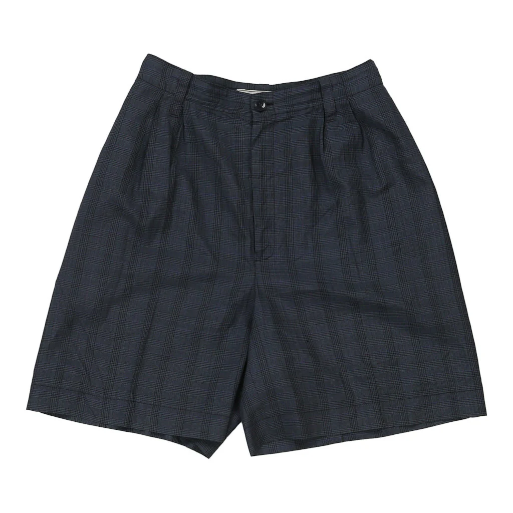 Angela Marmiroli Checked Shorts - 26W UK 8 Navy Cotton - Image 2
