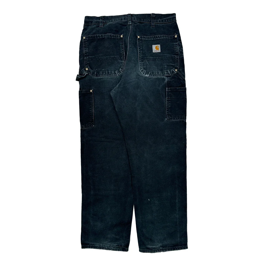 Vintage B136 Blk Faded Carhartt Double Knee Carpenter Pants - 31W 30L Black Cotton
