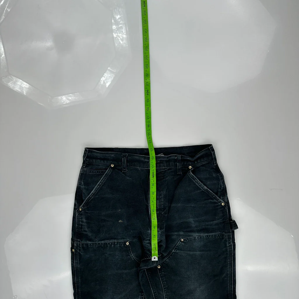Vintage B136 Blk Faded Carhartt Double Knee Carpenter Pants - 31W 30L Black Cotton - Image 4