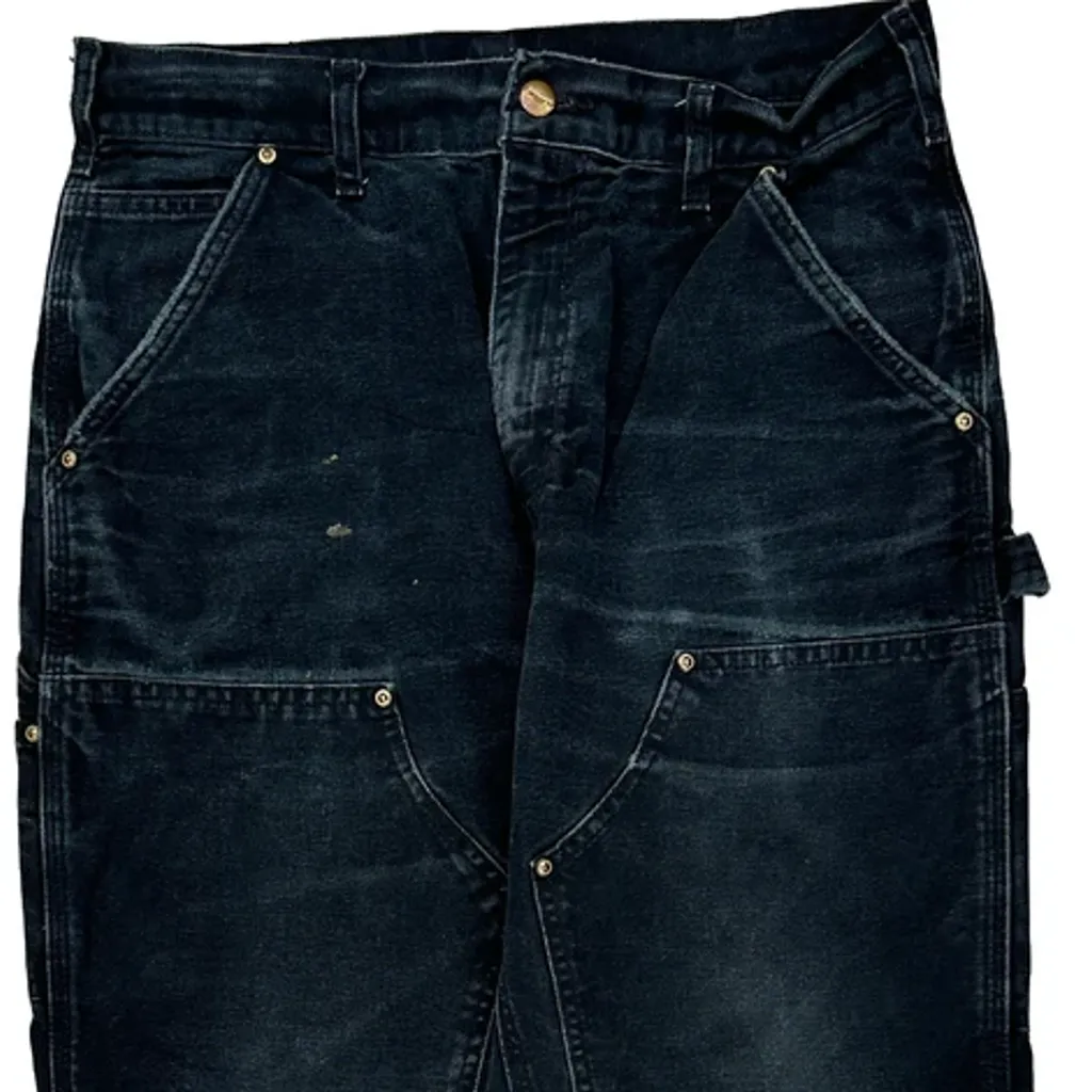 Vintage B136 Blk Faded Carhartt Double Knee Carpenter Pants - 31W 30L Black Cotton - Image 8