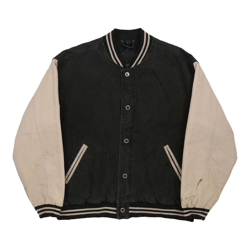 Basic Editions Varsity Jacket - Large Black Cotton