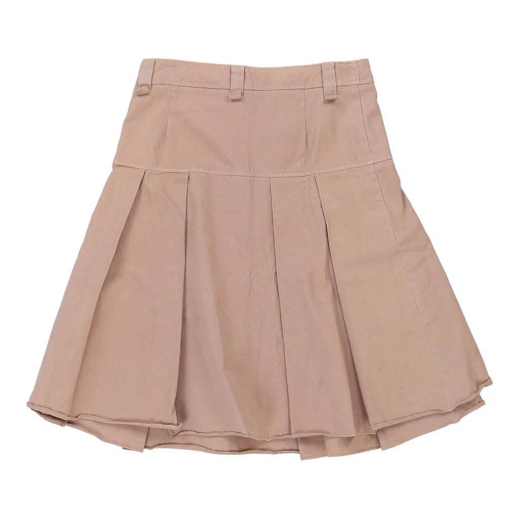 Benetton Pleated Skirt - 28W UK 8 Pink Cotton