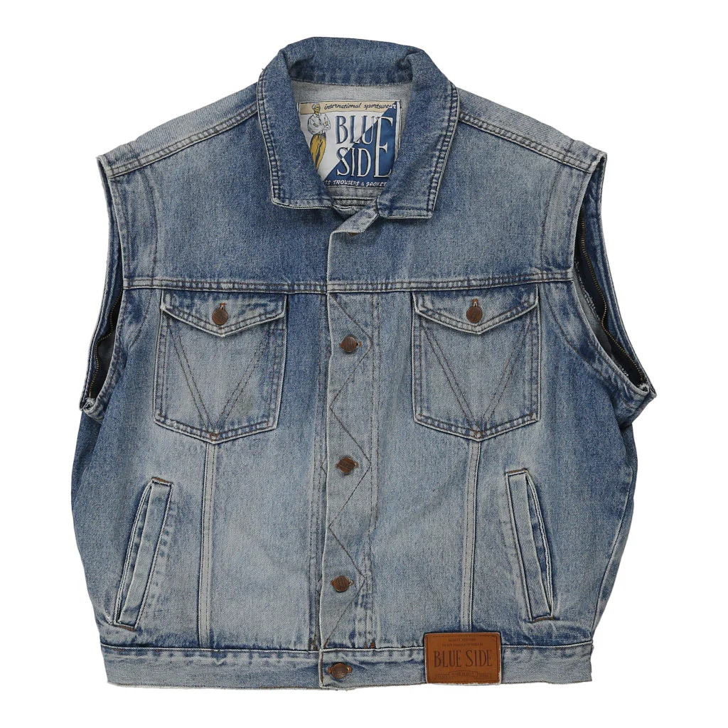 Blue Side Denim Gilet - Medium Blue Cotton