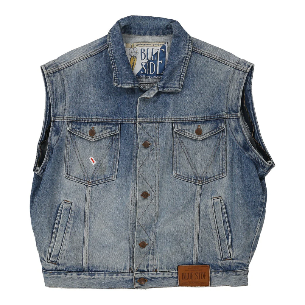 Blue Side Denim Gilet - Medium Blue Cotton - Image 3