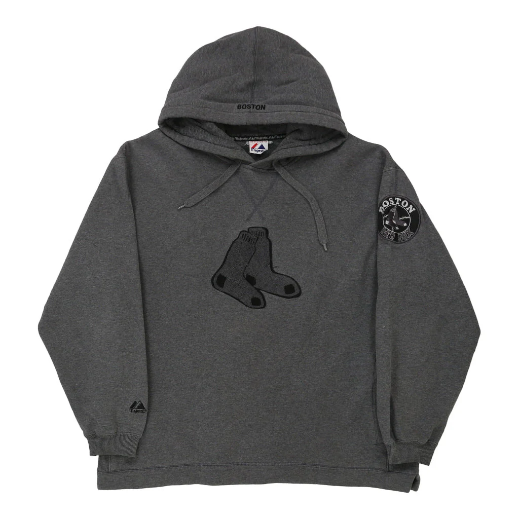 Boston Red Sox Majestic MLB Hoodie - XL Grey Cotton Blend