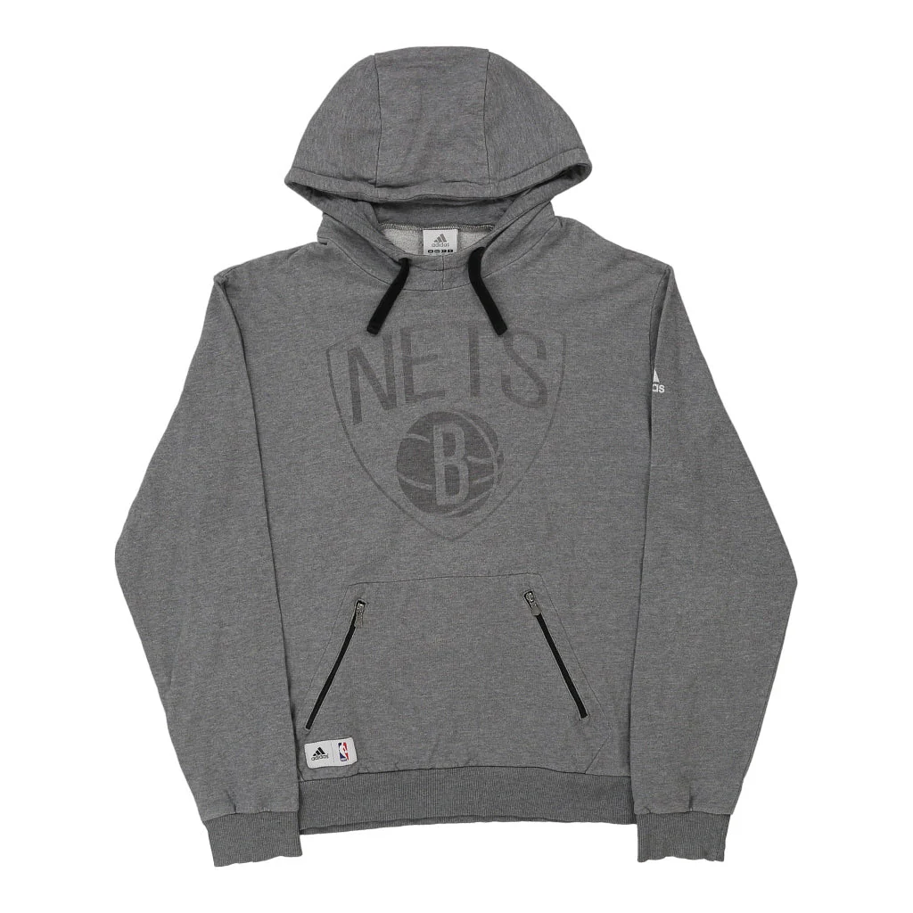 Brooklyn Nets Adidas NBA Hoodie - XL Grey Cotton