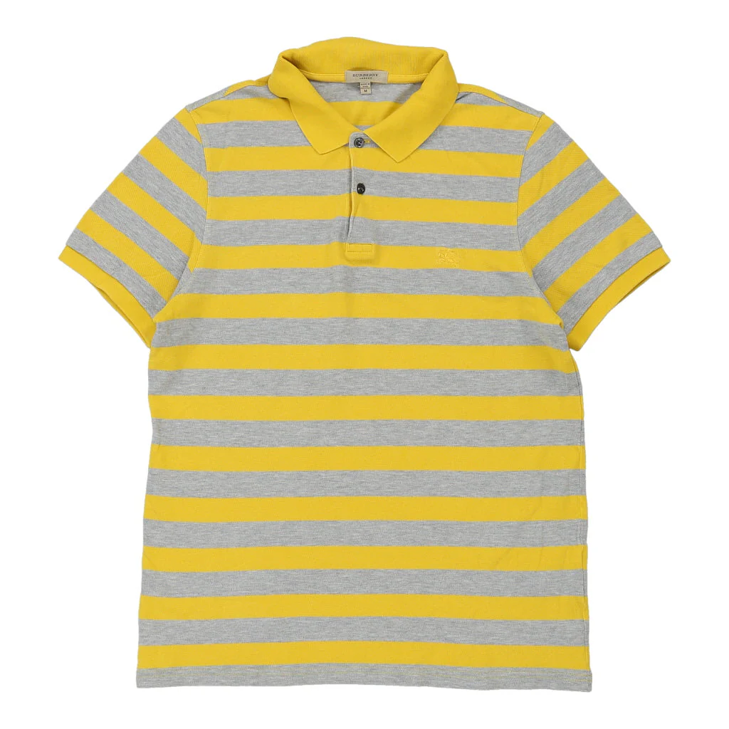 Burberry London Striped Polo Shirt - Medium Yellow Cotton