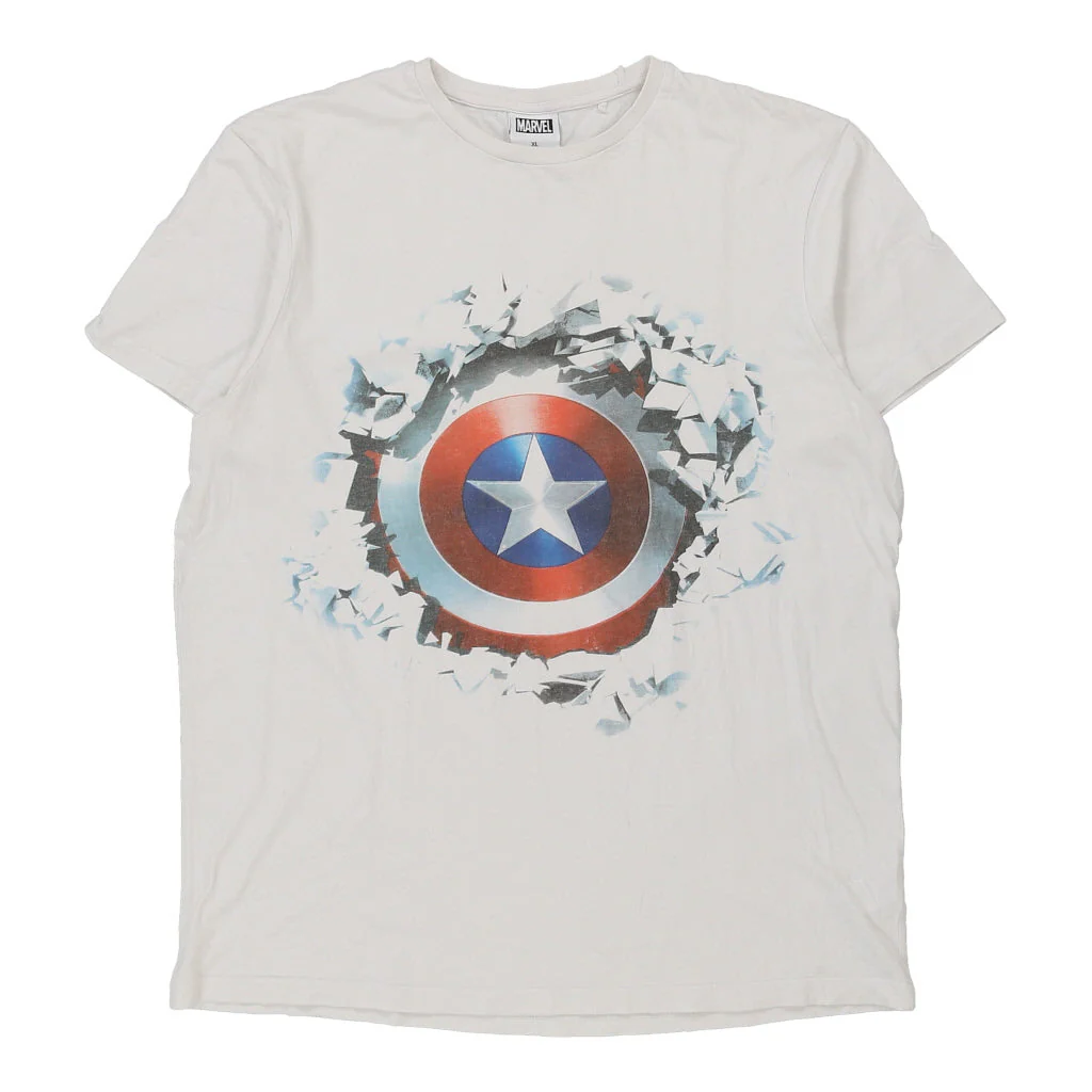 Captain America Marvel Graphic T-Shirt - XL White Cotton