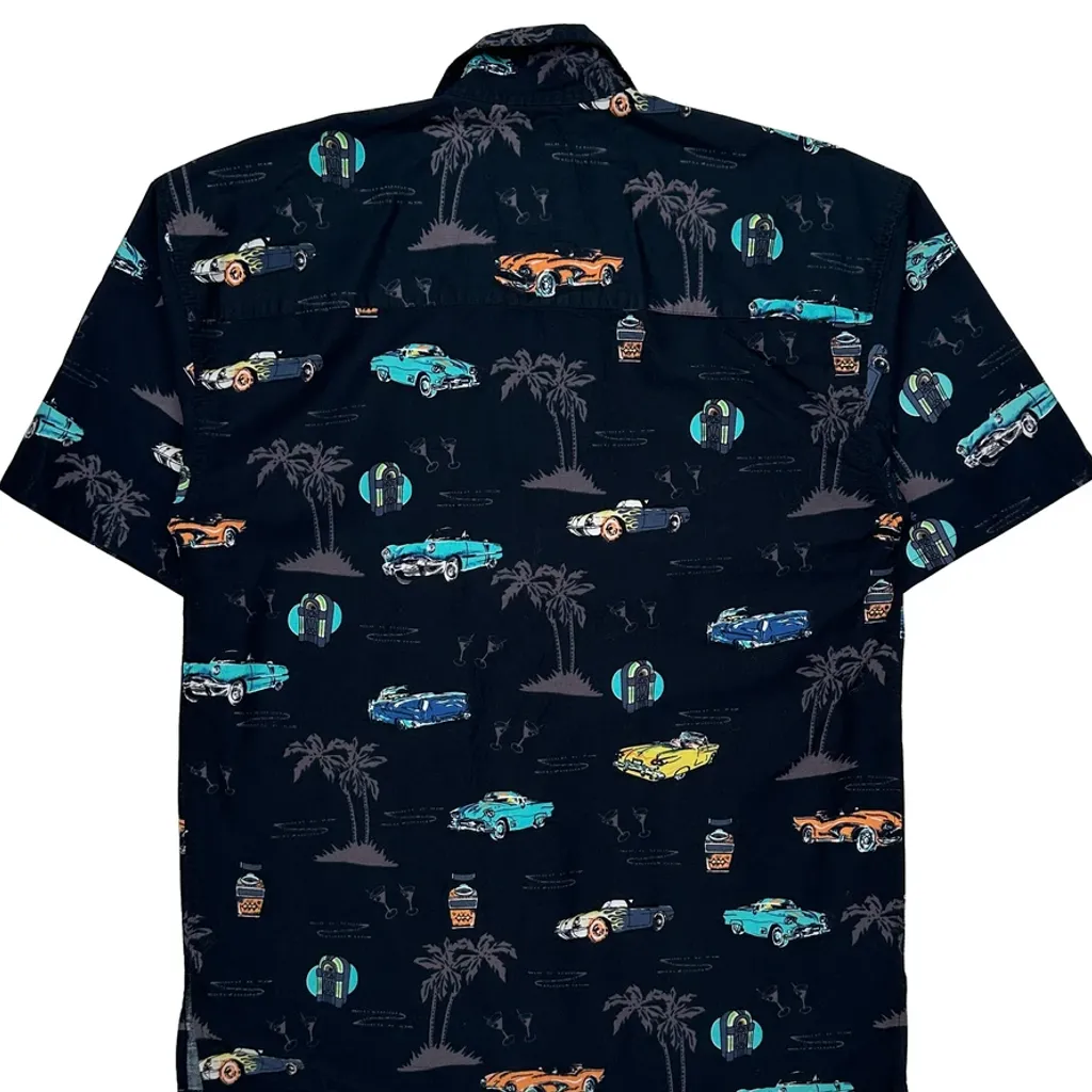 Vintage Cars Sunset Breeze Hawaiian Shirt - Medium Black Cotton - Image 4