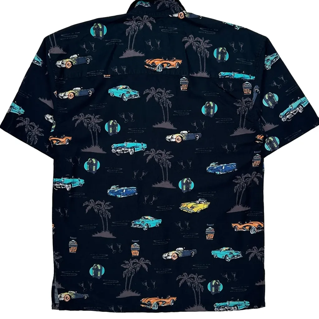 Vintage Cars Sunset Breeze Hawaiian Shirt - Medium Black Cotton - Image 5