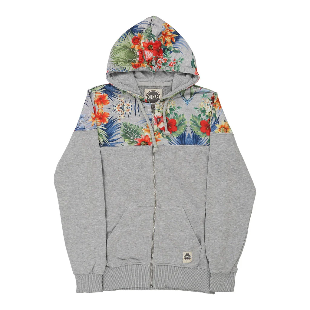 Colmar Floral Hoodie - Medium Grey Cotton Blend