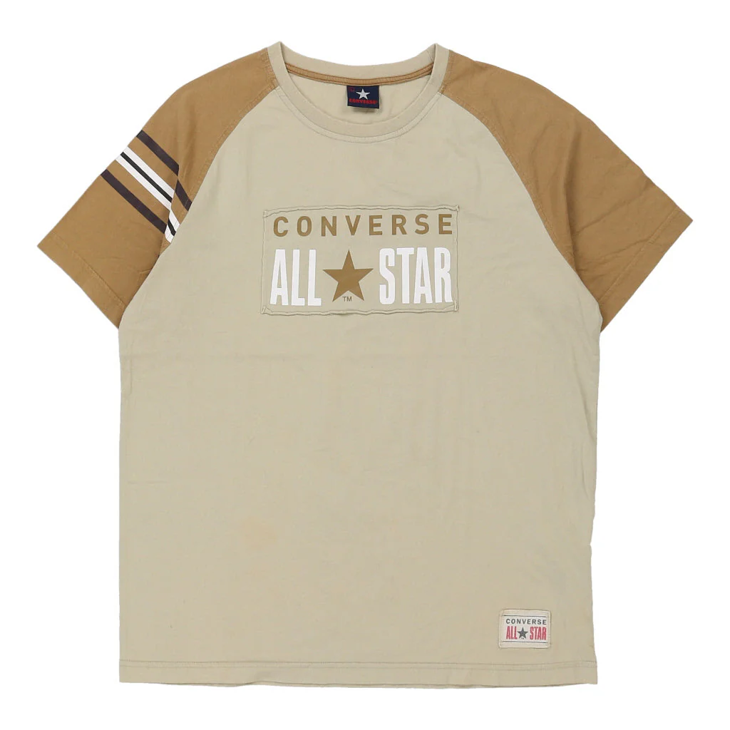 Converse Spellout T-Shirt - Large Beige Cotton