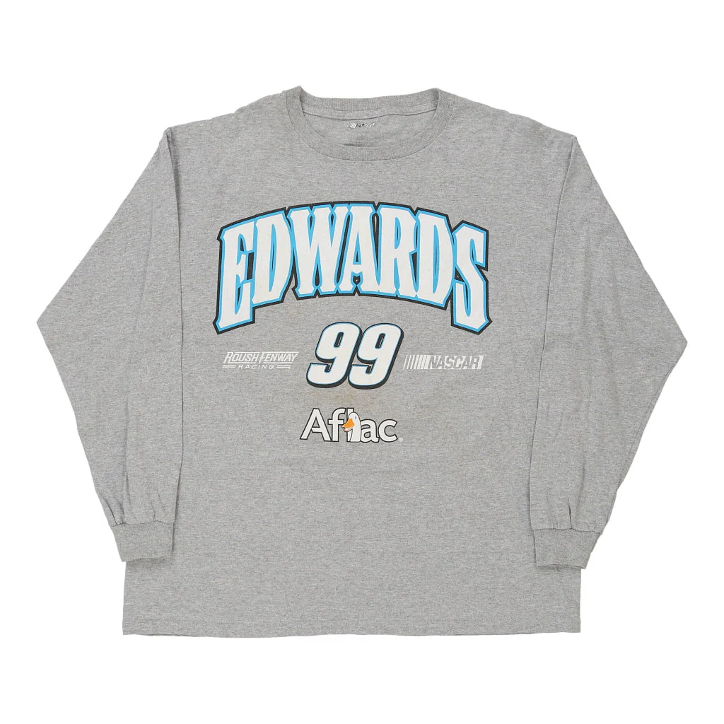 Edwards Nascar Long Sleeve T-Shirt - Large Grey Cotton