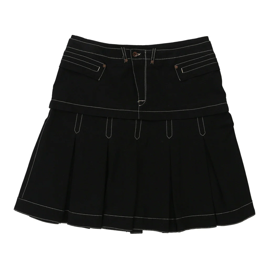 Ekle Contrast Stitch Skirt - 34W UK 14 Black Cotton