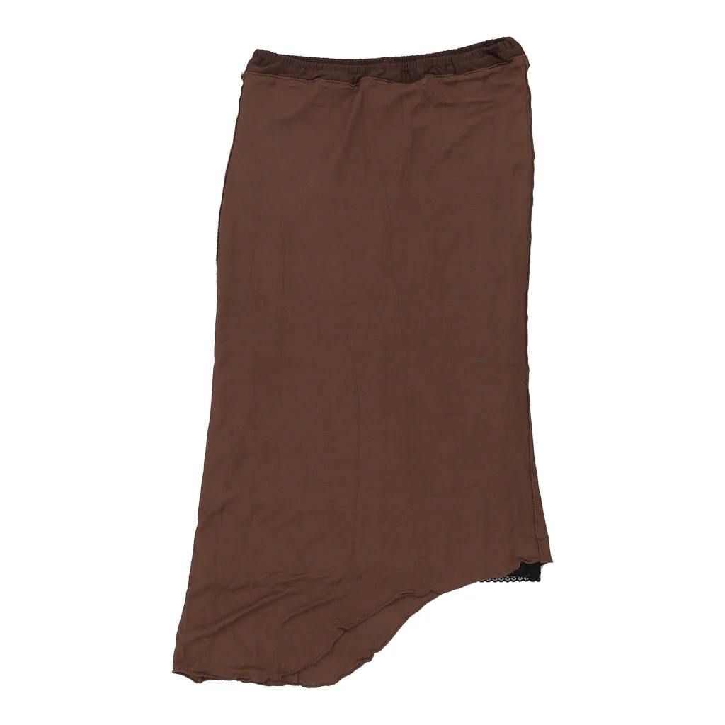 Fendi Asymmetric Midi Skirt - Medium Brown Viscose Blend - Image 2