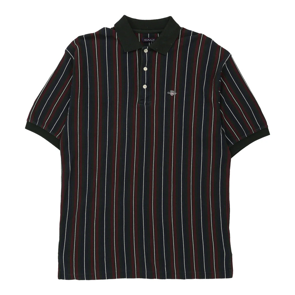 Gant Striped Polo Shirt - Medium Burgundy Cotton